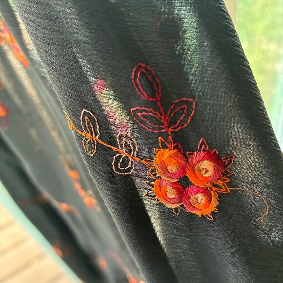 Fabric black embroidered semi sheer - Picture 1 of 4